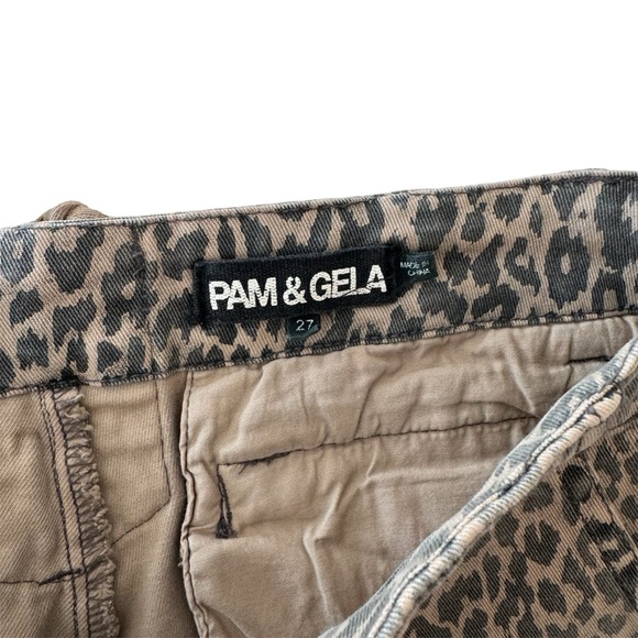 Pam & Gela Uniform Side Stripe Step Hem Pant in Leopard Sz 27 - Picture 4 of 7